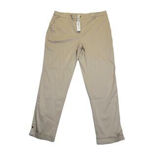 Chico’s Pants Women’s Sz 3 T XL 16 Luxe Twill Utility Basic Crop Khaki Tan NWT